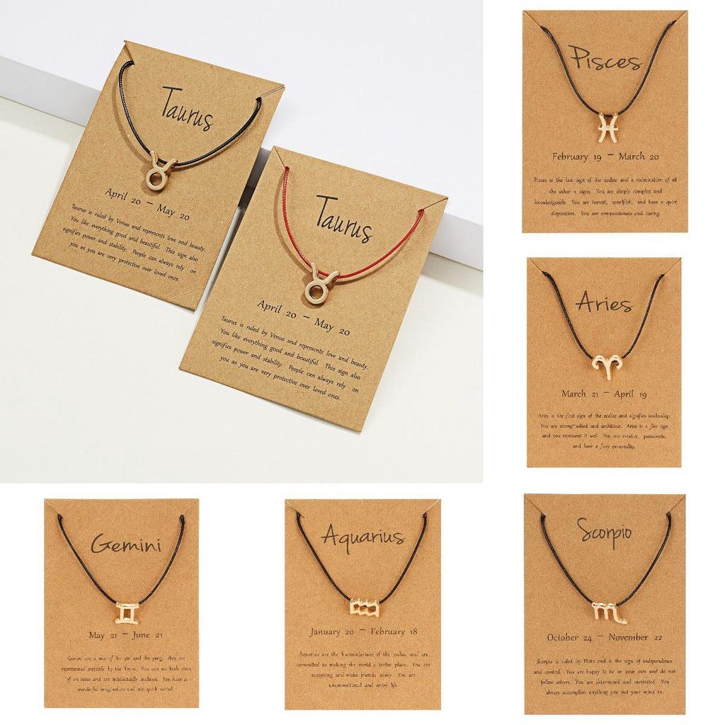 Elegant 12 Constellation Zodiac Sign Black Red Braided Rope Bracelet For Leo Virgo Jewelry