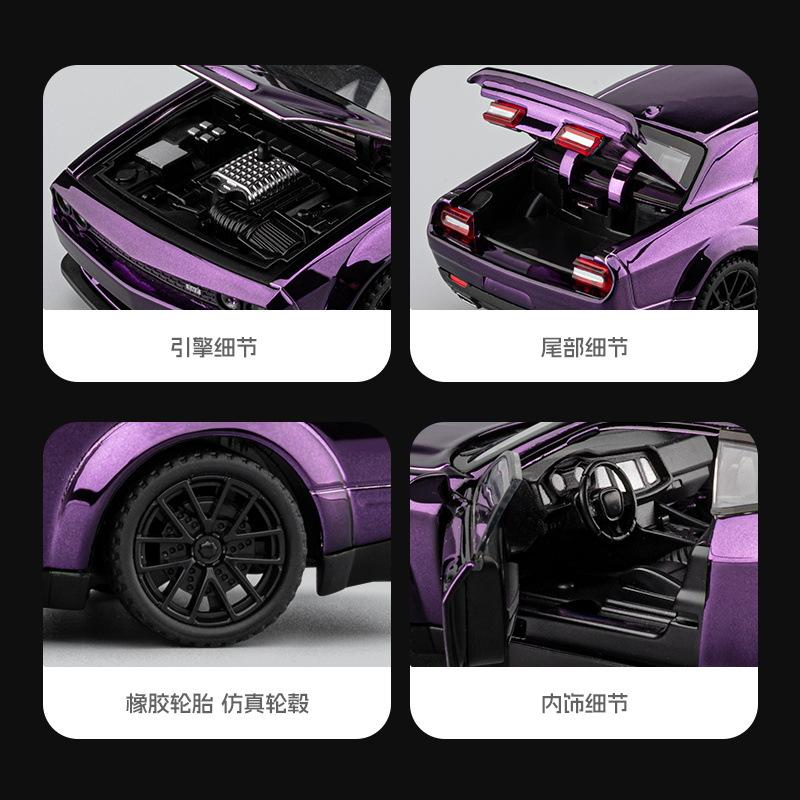 1:32 Dodge Challenger SRT Redeye Hellcat Alloy Musle Car Model Diecast Metal Sports Car Vehicles Model Sound Light Kids Toy Gift
