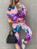 1116 New Women's Clothing European and American Spring and Autumn Floral Printing Casual Long-sleeved Sports Suit
