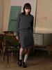 THE GREEN LAB Soft Texture Knit Wrap Skirt Set [Charcoal Gray]
