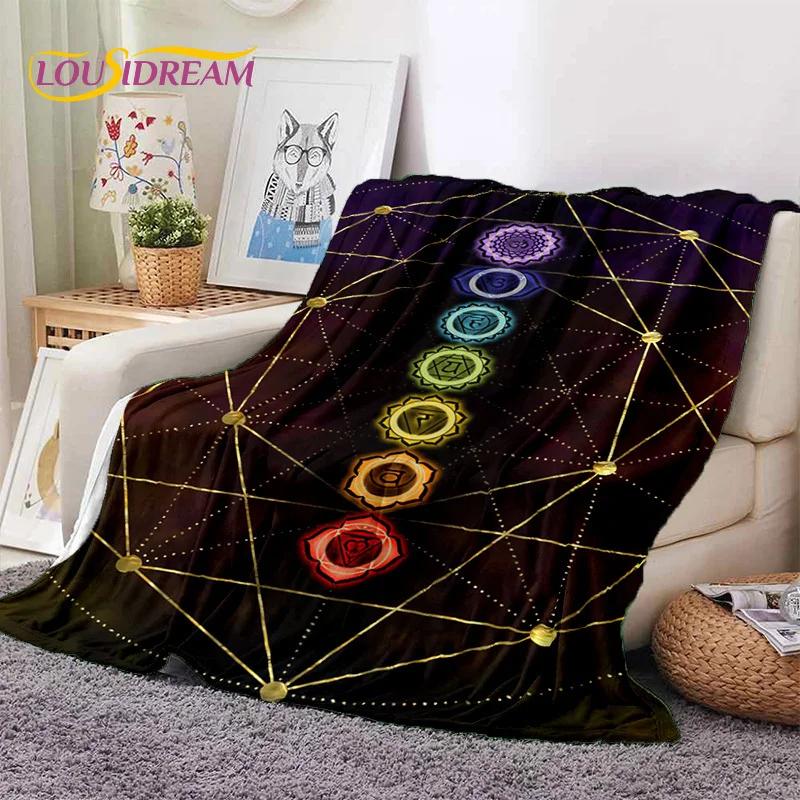3D Yoga Meditation Rainbow 7 Chakra HD Soft Flannel Blanket for Beds Bedroom Sofa Picnic,Throw Blanket for Outdoors Leisure Gift