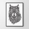 Plakat czarnobiały wilk szkic ilustracja