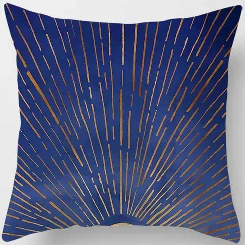 Home Decor Blue Tone Printed Square Pillowcase Car Sofa Cushion Cover