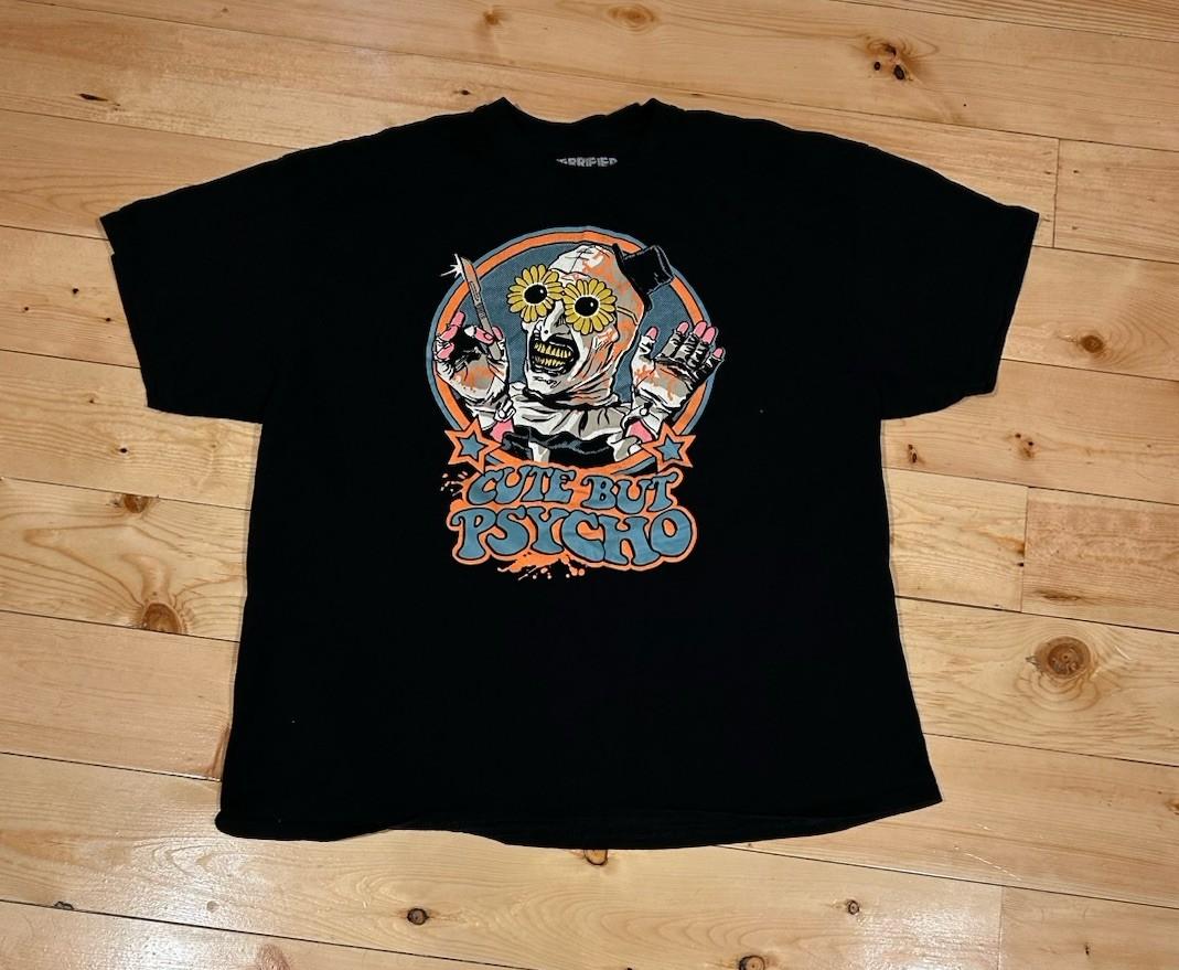 Terrifier Men s T-Shirt Size Large Psycho Graphic Print Short Sleeve Black S
