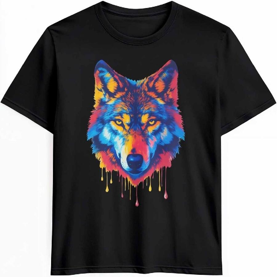 Graphic Mens T-Shirt, Neon Animal Street Art Graffiti Cotton Tees Short Sleeve Shirts Adult Summer Gym Casual Tops