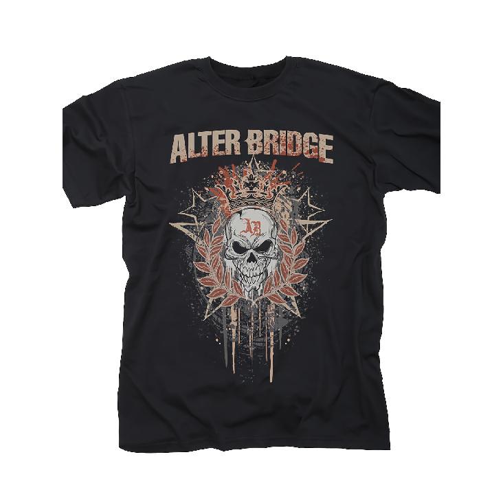 Men S Alter Bridge Band Royal Skull Black T-Shirt with O-Neck, Full Size Unisex, Novelty Short Sleeve Tee, Model Lte54 S
