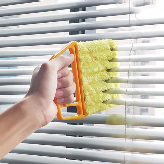 Window Blind Duster Cleaning Brush Non-Slip Handle 7 Finger Air Conditioner Vent Cleaning Scrubber Mini Blinds Washable Tool