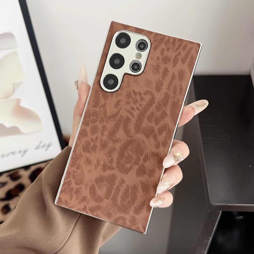 Compatible Samsung S25 Ultra Electroplated Leopard Print Phone Case, Drop-Proof for S24/S24 Ultra/S23 Ultra