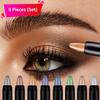Vibrant Multicolor Eyeshadow Stick Long-Lasting Shimmery and Glittery Eye Makeup Easy-to-Apply Smudge-Proof and Waterproof Eye Shadow Pencil 8 PCs