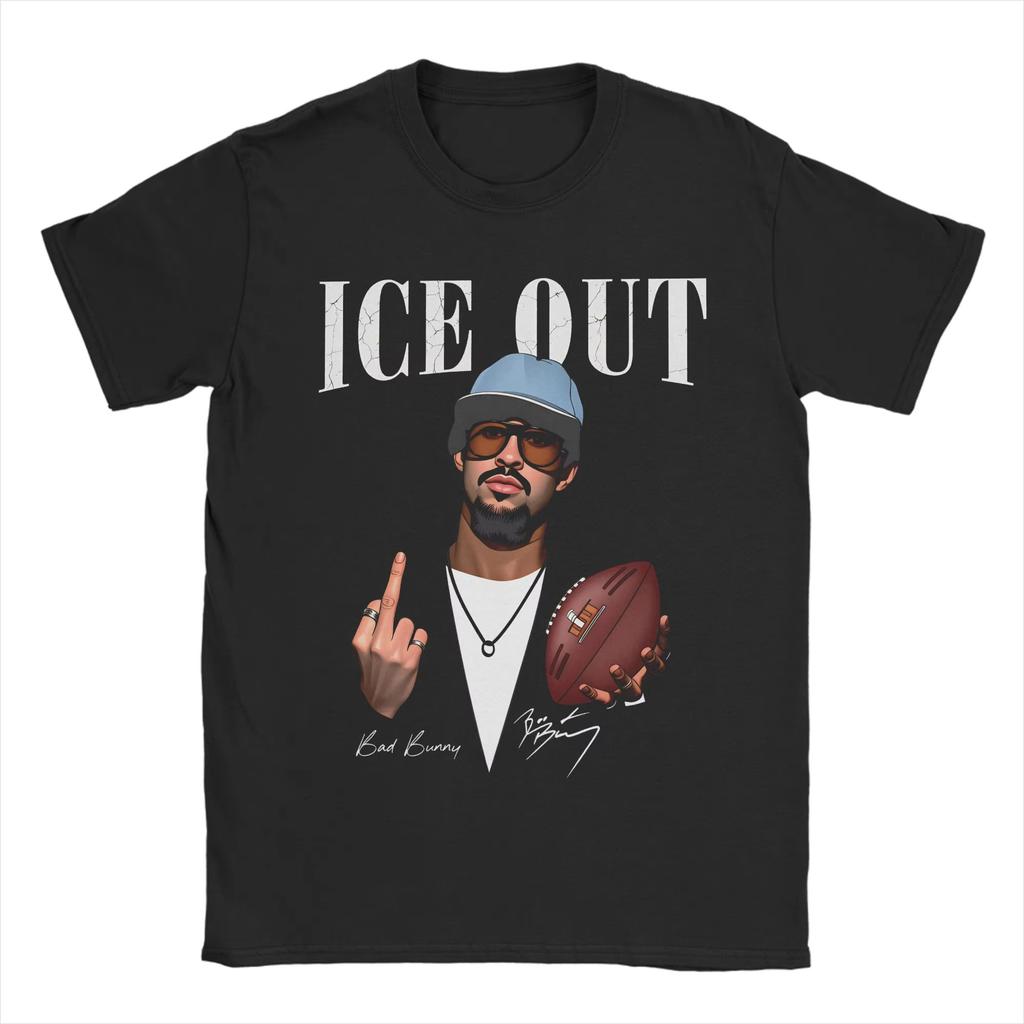 Bad Bunny ICE OUT Graphic Tshirt Cotton Unisex Short Sleeve Promotion Shirt Y2k Fashion 2026 Summer New Men Streetwear