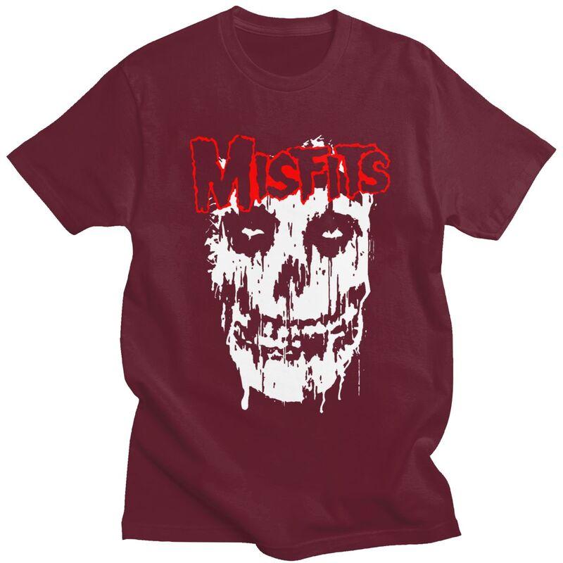 Custom Male Horror Punk Rock Misfits Skull T Shirt Short Sleeve Cotton Tshirt Classic Tshirt Leisure Tees Loose Fit Clothes