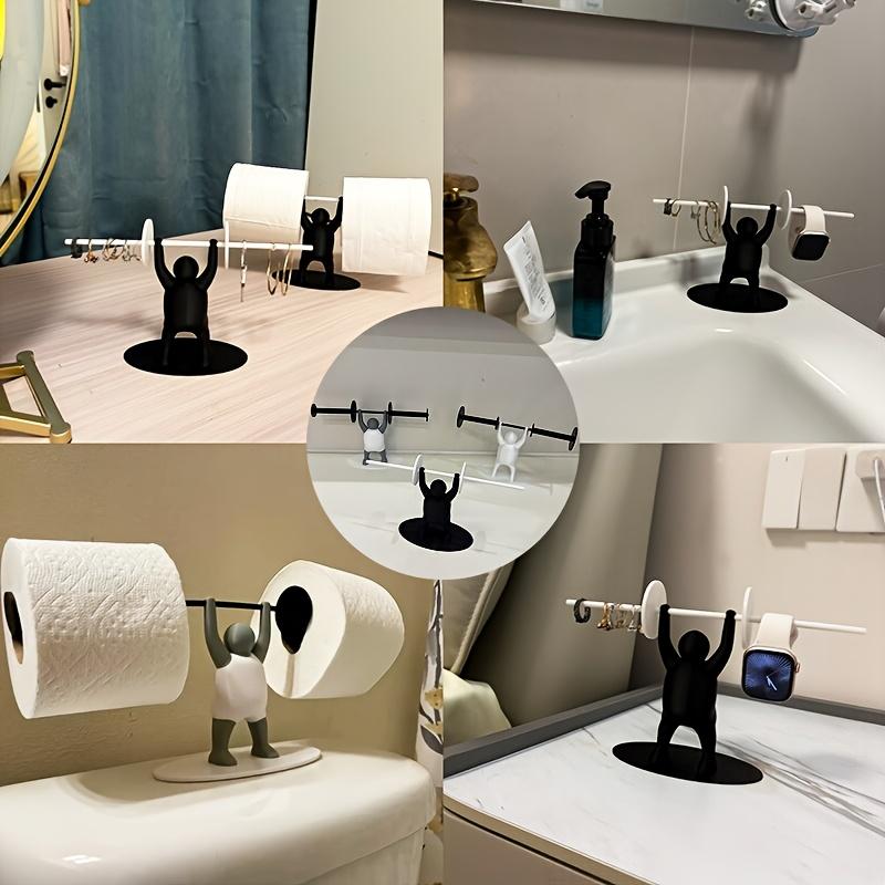 Stylish 3D Funny Weightlifting Toilet Paper Holder | Durable PLA Material, Bathroom Organizer, Unique Indoor Decor, Playful Design