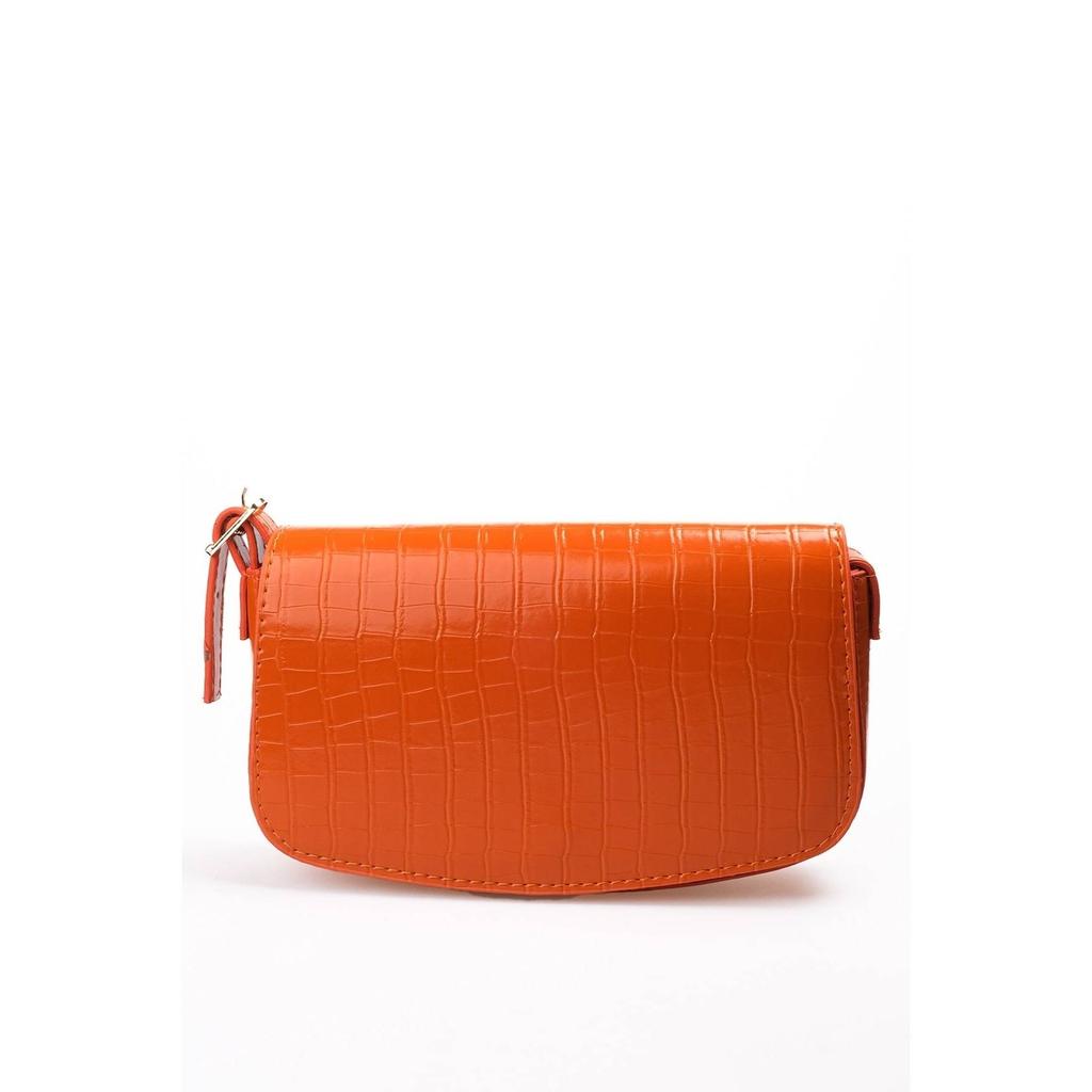 Stilvolle Damen-Schultertasche mit Krokodilmuster in Hellbraun