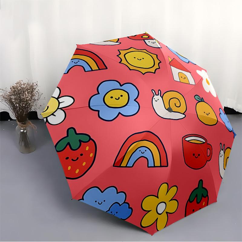 1pc Cute Cartoon Icons Automatic Open/Close Umbrella, Portable Folding umbrella for Everyday Use yy250826050