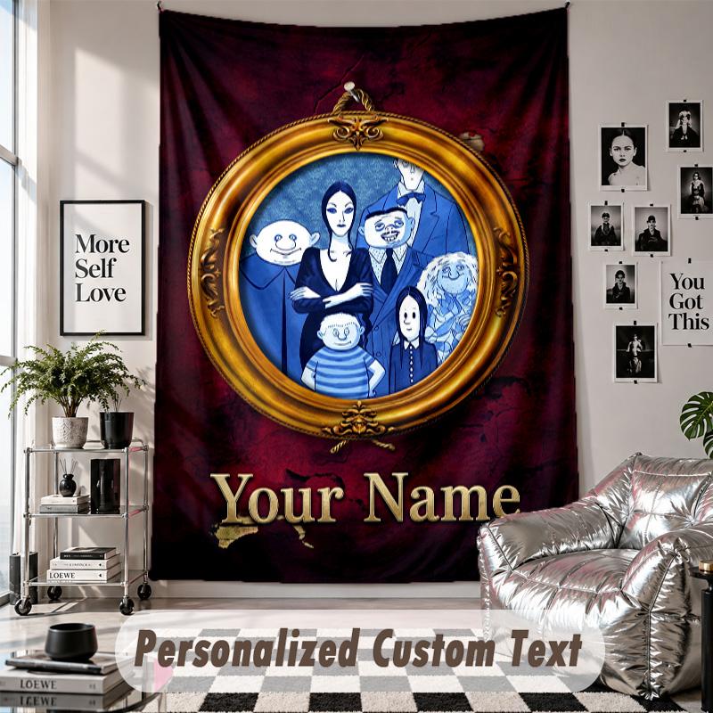 Custom Tapestry Wall Hanging, The Addams Family Personalized Name Text Home Wall Decor