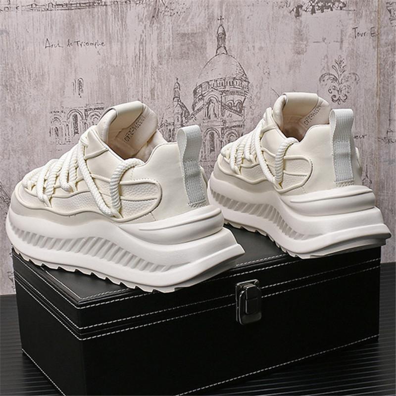 New Designer Men's White Black All Match Thick Bottom Causal Shoes Flats Moccasins Male Walking Sneakers Zapatos Hombre