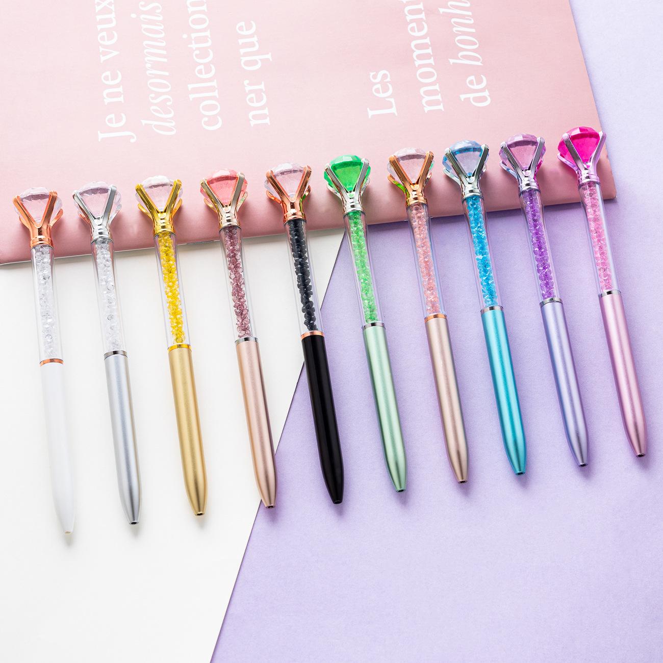 

10 шт. хрустальная алмазная ручка большая блестящая черная шариковая ручка со стразами для школы и офиса 10 Colors Mixed чёрный