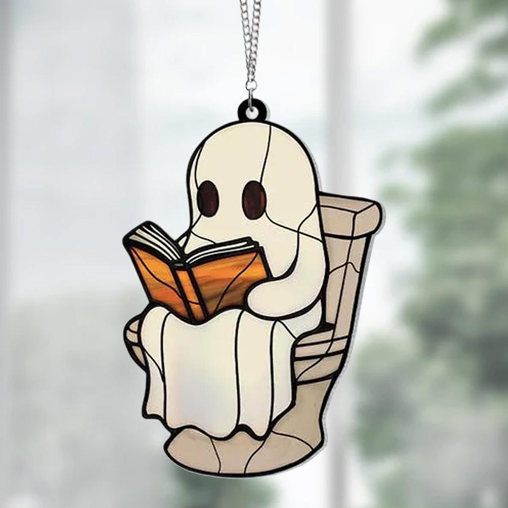 Ghost Sun Catcher Acrylic 2D Flat Halloween Tree Ornaments Cute Ghost Suncatcher for Window Decor Indoor Outdoor Holiday Crafts