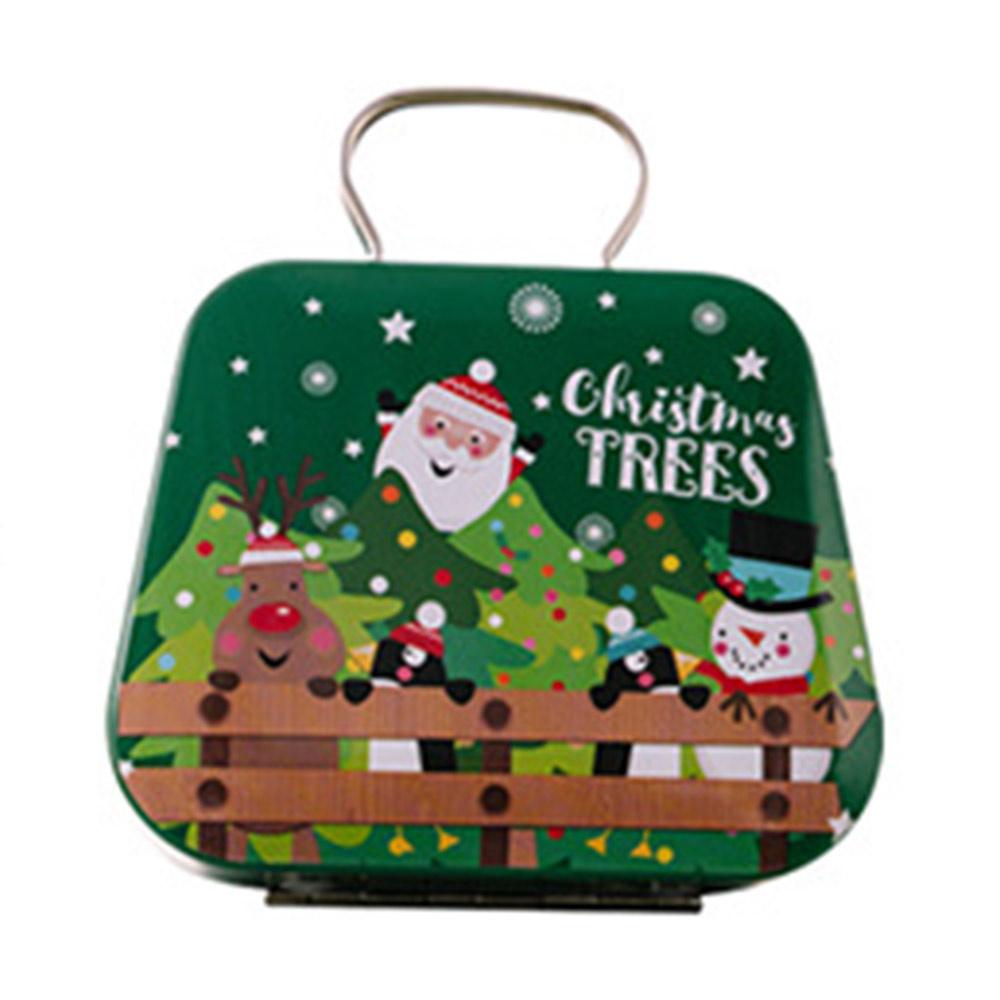 Christmas Tin Gift Box Mini Handbag Design Candy Container for Kids/Portable Cookie Storage/Holiday Decoration