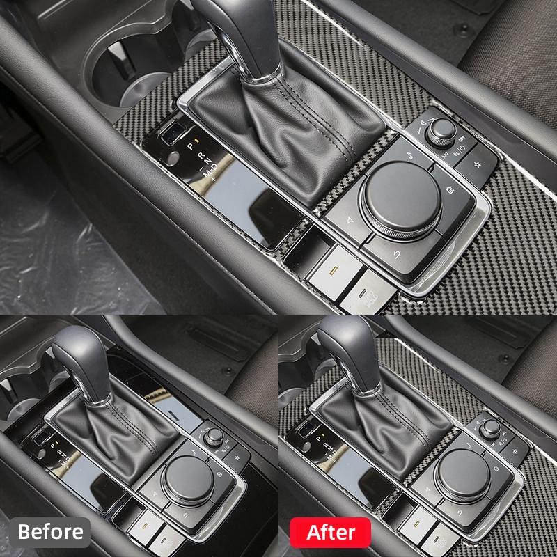 For Mazda 3 AXELA 2020-2025 Gear Shift Panel Decoration Cover Sticker Decal Trim Car Interior Accessories Carbon Fiber