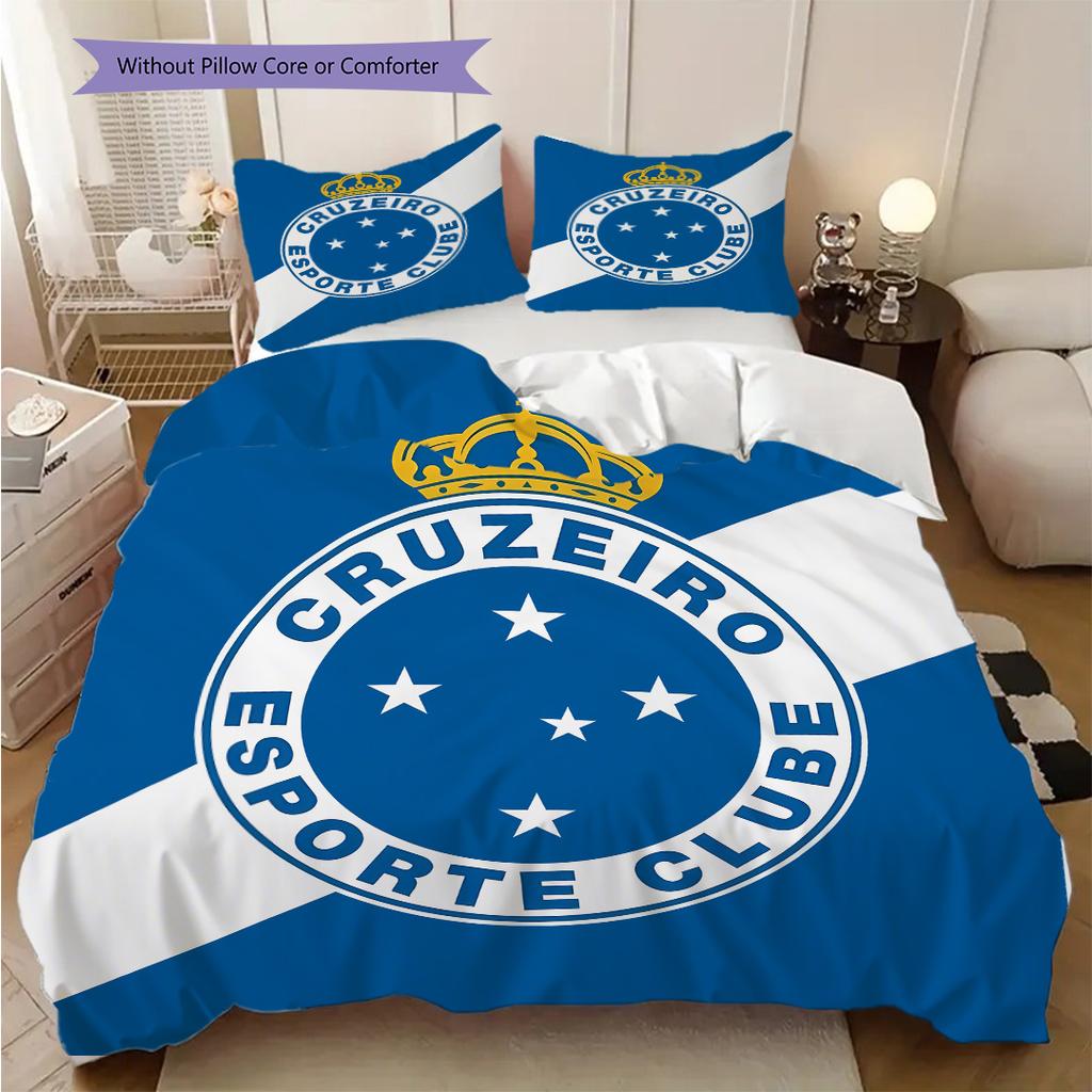 Cruzeiro Esporte Pattern Bedding Quilt Set Quilt Cover Pillowcase Home Decoration Birthday Gift (1 * duvet cover + 2 * pillowcase, without core)