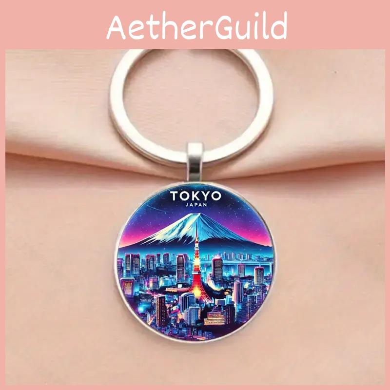 Tokyo Fuji Mountain Keyring With Silver Zinc Alloy For Gift Giving