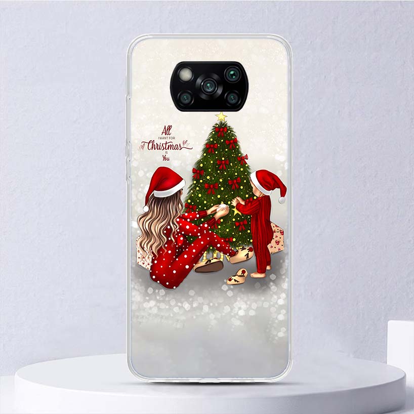 Christmas Girls Tree Gift Soft Case For Xiaomi Poco X3 NFC X4 M4 Pro M3 M2 Phone Cover F3 F2 F1 Mi Note 10 Lite A3 A2 A1 Funda C