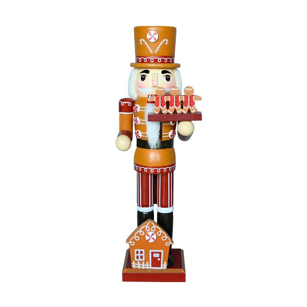 J1UL1N Christmas Wooden Nutcracker 13.8 Inch Gingerbread Style Christmas Nutcracker Decor Festive Christmas Party Decor