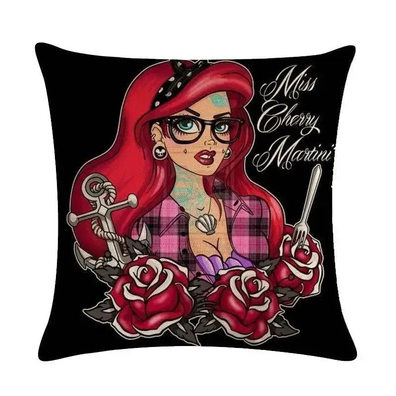 Home Decor Fun Tattoo Princess Alice Jasmine Pillowcase Sofa Car Waist Cushion Cover Bedroom