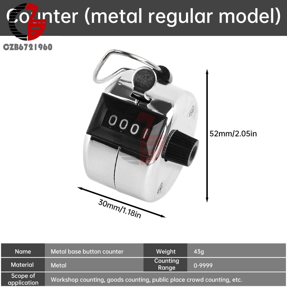 Handheld Tally Counter 4 Digit Number Manual Mechanical Counter Golf Clicker Training Counter Metal Clicker Counting Device