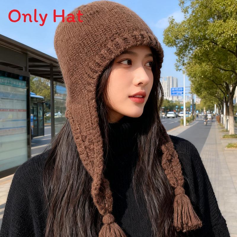 Knit Hat Women Winter Warm Earflap Beanie With No Brim For Casual Outings
