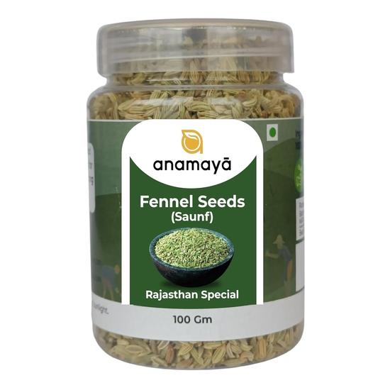 

Anamaya whole Fennel Seeds, Saunf, 100 gms, Reusable Jar 50GM