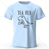 TeaRex Dinosaur Printed 100 Cotton TShirt Soft Breathable Round Neck Short Sleeve Tee Unisex Fun Quirky Style