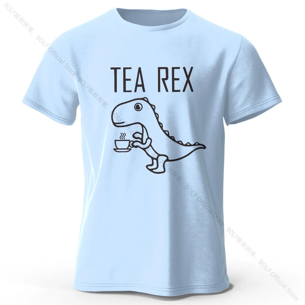 TeaRex Dinosaur Printed 100 Cotton TShirt Soft Breathable Round Neck Short Sleeve Tee Unisex Fun Quirky Style