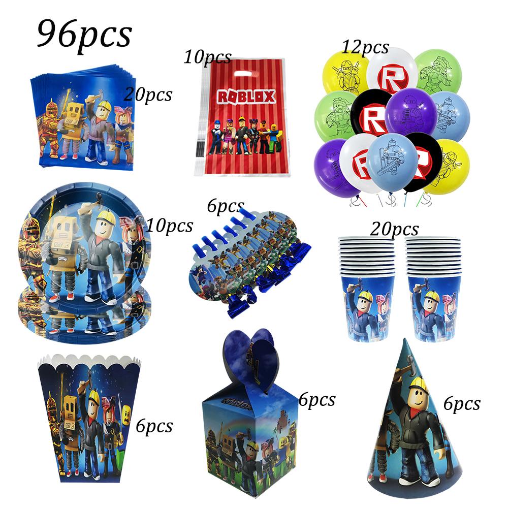 Roblox Birth Date Celebration Decorations Supplie Party Celebration Disposable banner pennant Tablecloth Cup Board paper Infant Shower collection