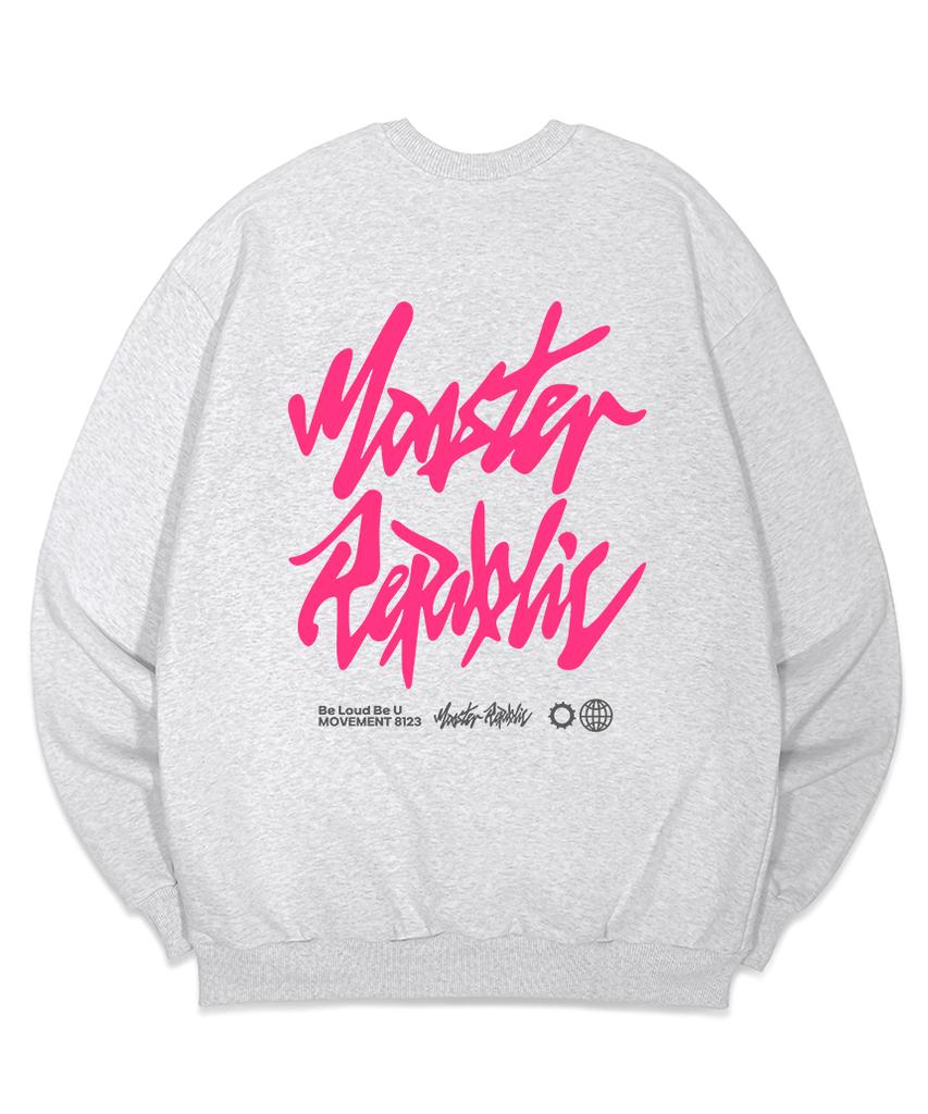 MONSTER REPUBLIC Authentic Logo Pink Sweatshirt Melange Grey_8123