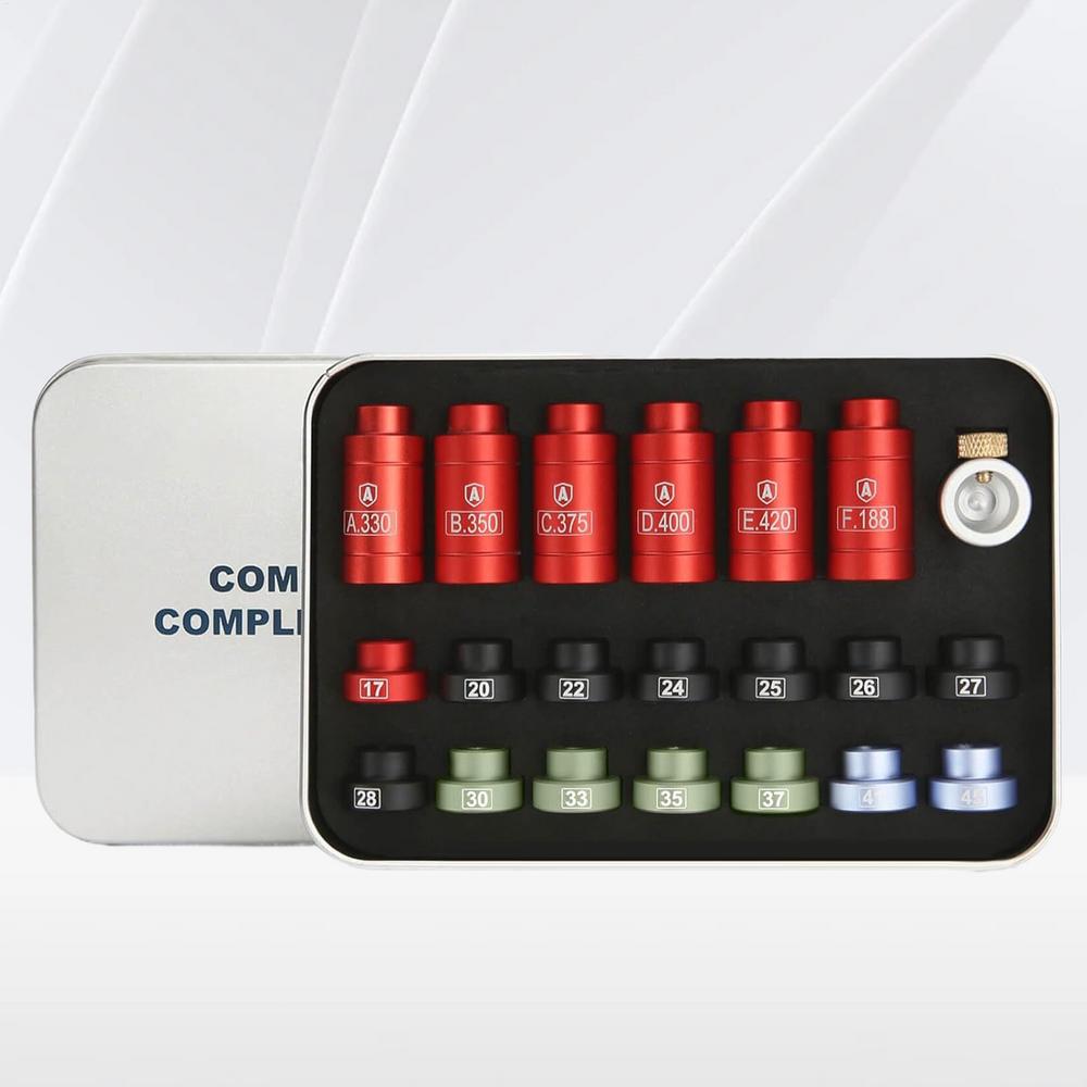 

Алюмінієвий набір компаратора куль для вимірювання хедспейсу для релоадингу Набір компаратора для вимірювання хедспейсу з 14 вставками та 6 втулками червоний