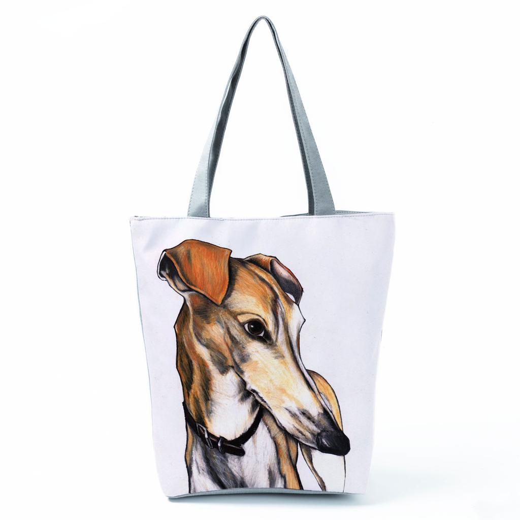Greyhound Shopping Bags Casual Groceries Women Handbags Animal Dog Graphic Large Capacity Shoulder Bags Portable Foldable Totes