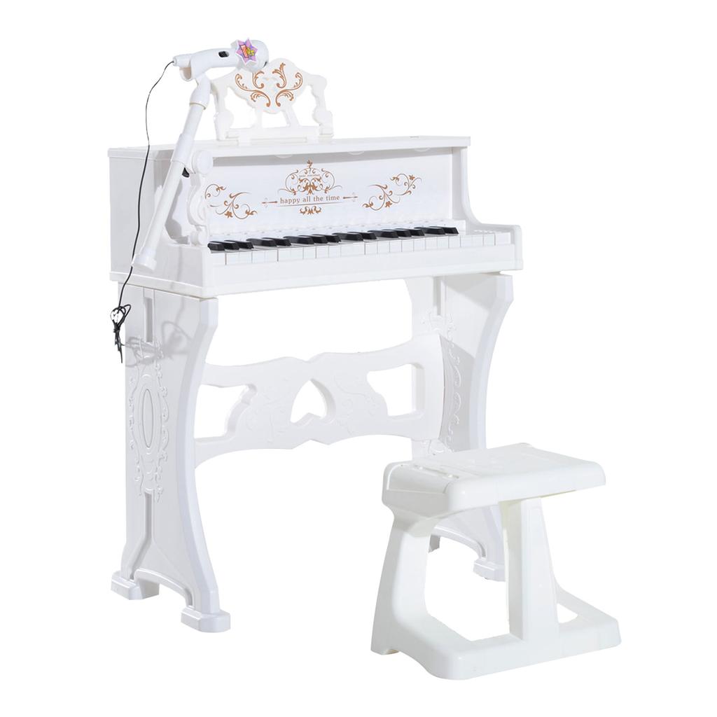 37 Keys Kids Piano Mini Electronic Keyboard Light Kids Musical Instrument Educational Game Children Grand Piano Toy Set w/Stool & Microphone & Music