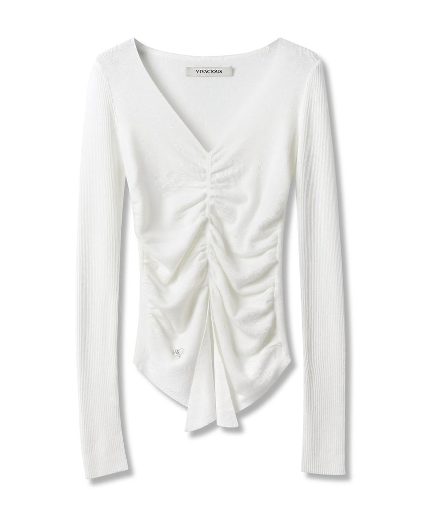VIVACIOUS Blanc Shirring Slit Knit – 5Col