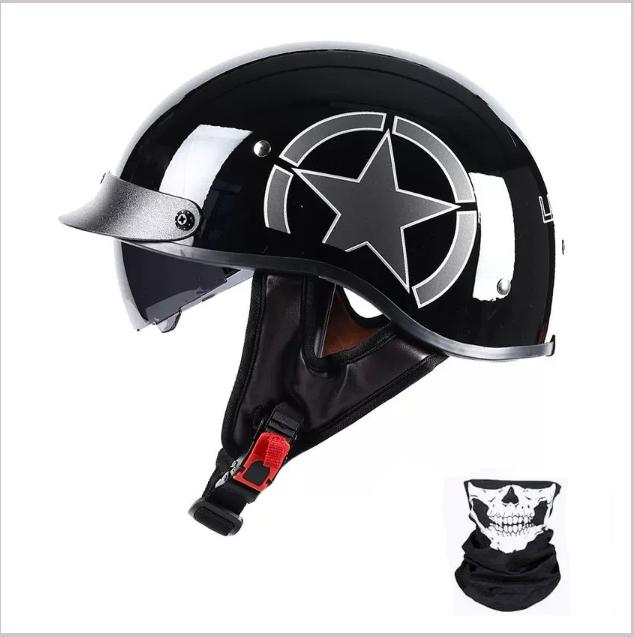 3C Certified Half Helmet Vintage Motorcycle Helmet Harley Motorcycle Helmet Electric Vehicle Bucket Helmet