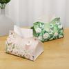 Vintage PU Leather Tissue Box Holder Decorative Oil Painting Paper Tissue Case Durable Napkin Container Bedroom