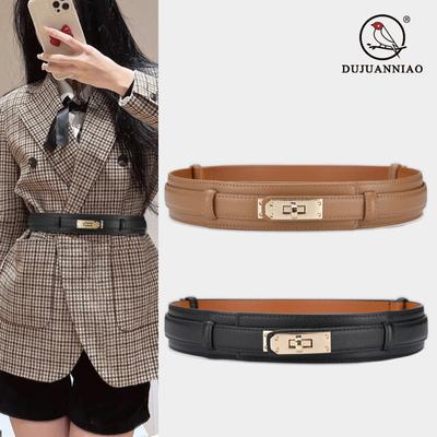 Cinturón de mujer estilo cerradura faja decorativa de moda con vestido cinturón de cuero ajustado a la cintura cinturón de sello de cintura ancha
