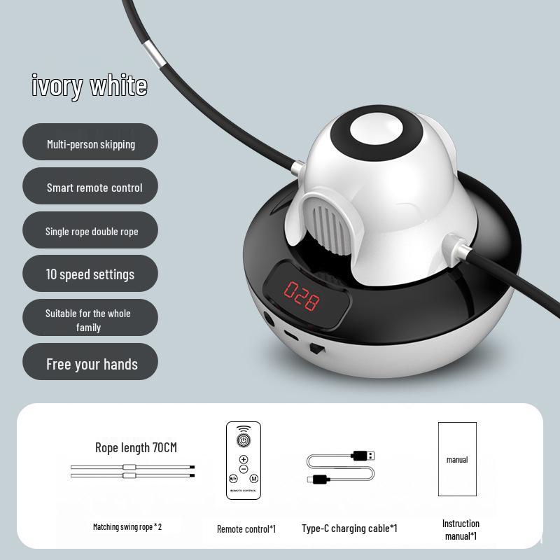 

Smart Bluetooth Jump Rope with Auto Spin, Music, Charging, for Multi-person Fitness Training with Remote Control & Electronic Counter.