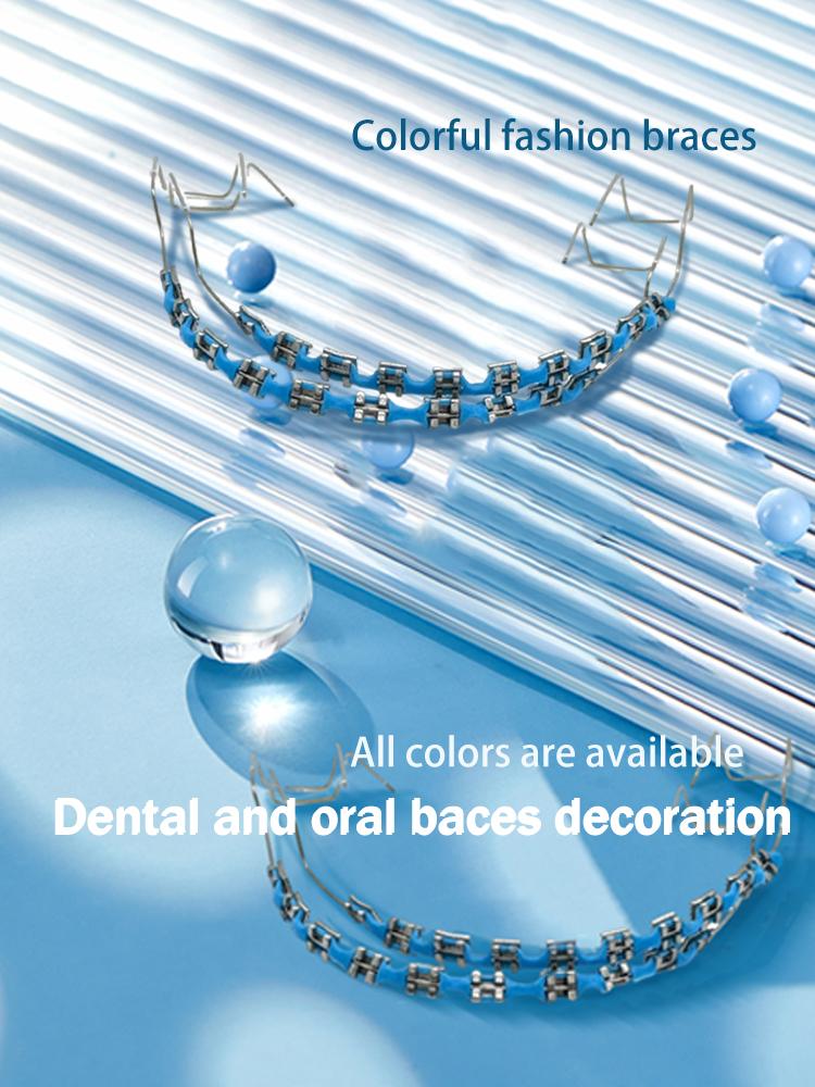 Temporary Tooth Decoration Orthodontic Braces with Metal Wire Metal Bracket Colorful Dental Fake Brace Orthodontic Ligature Ties