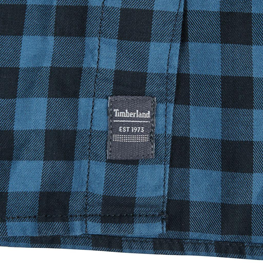 Timberland Plaid Letter Print Single-Breasted Breathable Loose Fit Long Sleeve Shirt Men Shirts Blue A29N8-G66