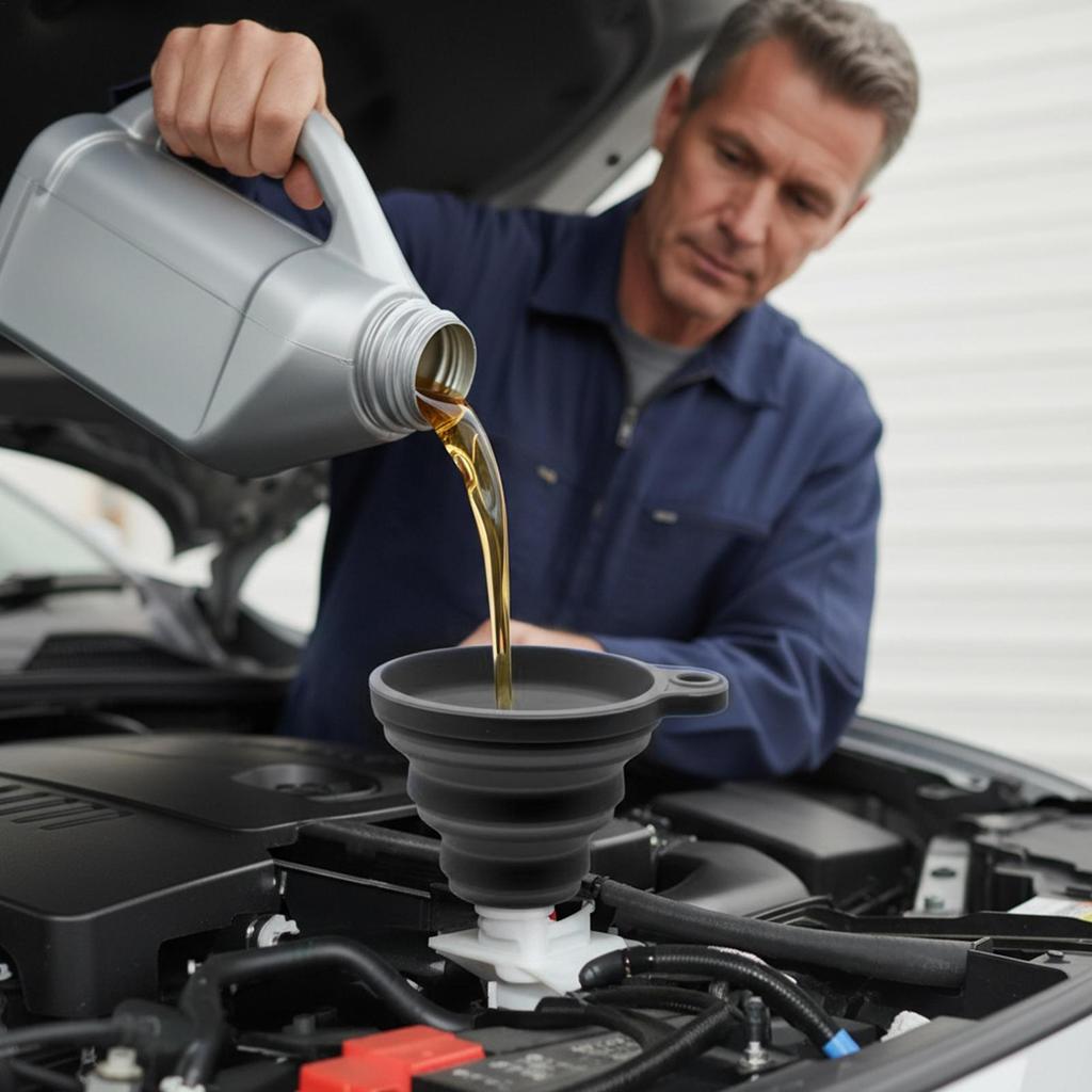 Auto-Öltrichter faltbar Silikon Spritzwassergeschützt Universal Mehrzweck Auto Ölwechseltrichter Auslaufschutz für Küche Kochen Labor