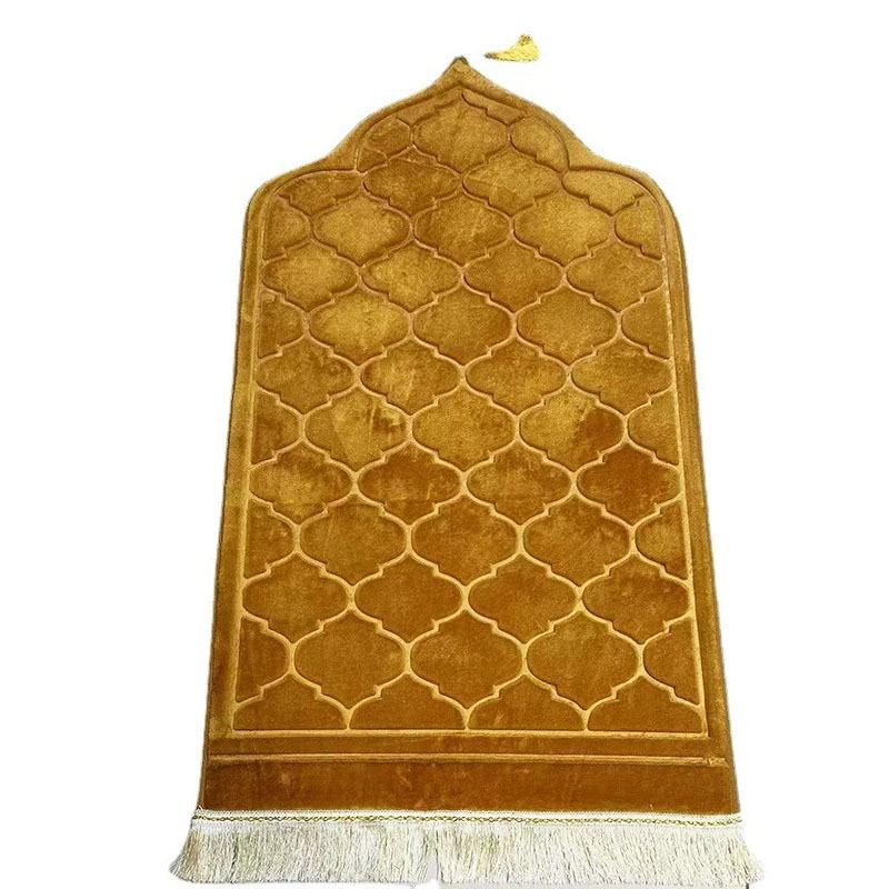 Soft Prayer Mat Thick Sponge Easy To Carry with Tassel Embossed Prayer Mat for Multiple Scenes