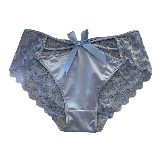 Women's Silky Satin Panties Sexy Invisible Lace Briefs Low Waist Bikini Underwear Seamless Breathable Underpants