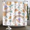Tenda da doccia arcobaleno vintage anni '70 senza cornice, Fungo Luna Hippie Fiore Sole Luna Farfalla Botanico Vintage, Arredamento Bagno